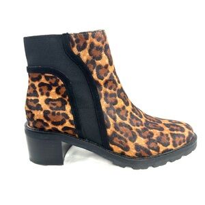 Crown Vintage Maiy Women Size 6 Cheetah Cowhair Ankle Boot Elastic Inserts